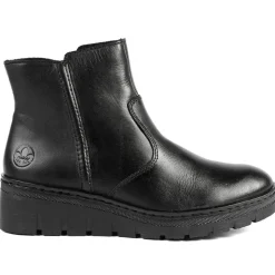 Rieker Chunky Leather Ankle Boots - Black
