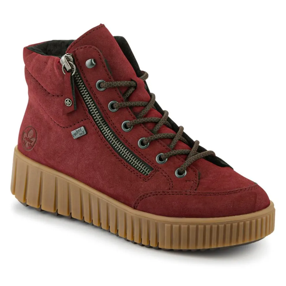 Rieker Chunky Zip Up Hi Tops - Burgundy
