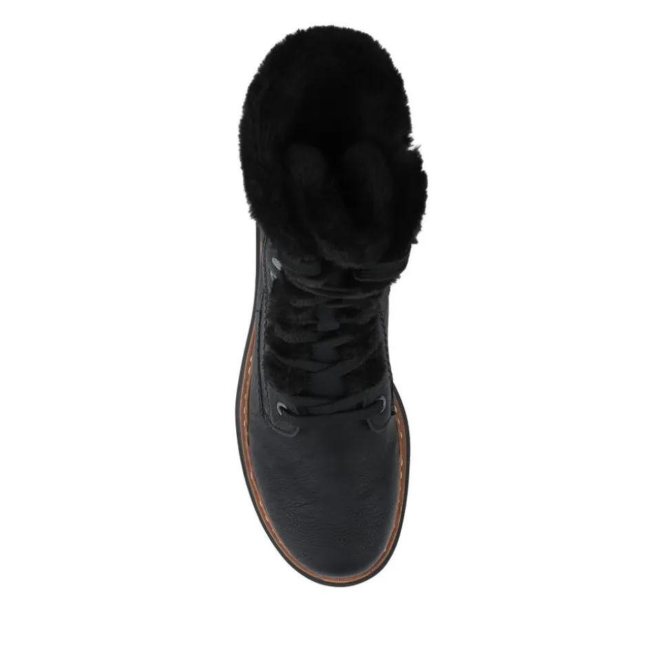 Rieker Cushioned Lace Up Boots - Black