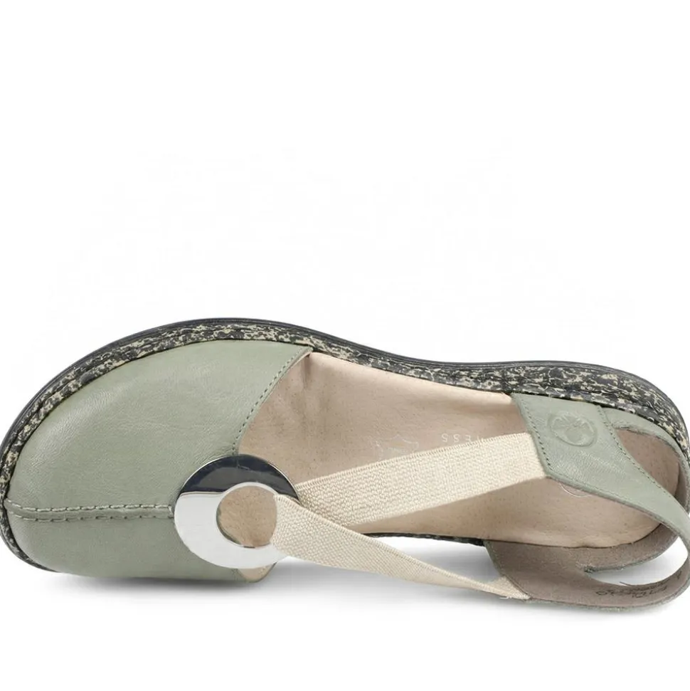 Rieker Daiselda Leather Closed Toe Sandals - Sage