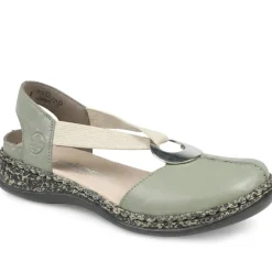 Rieker Daiselda Leather Closed Toe Sandals - Sage
