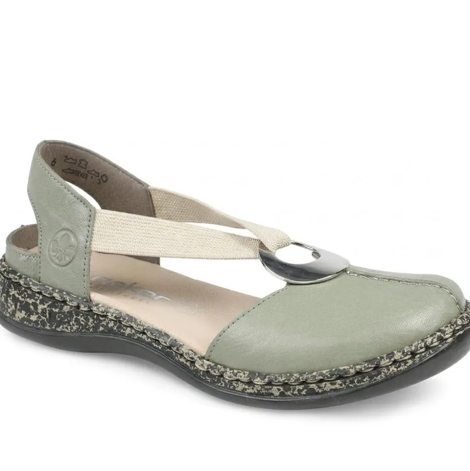 Rieker Daiselda Leather Closed Toe Sandals - Sage