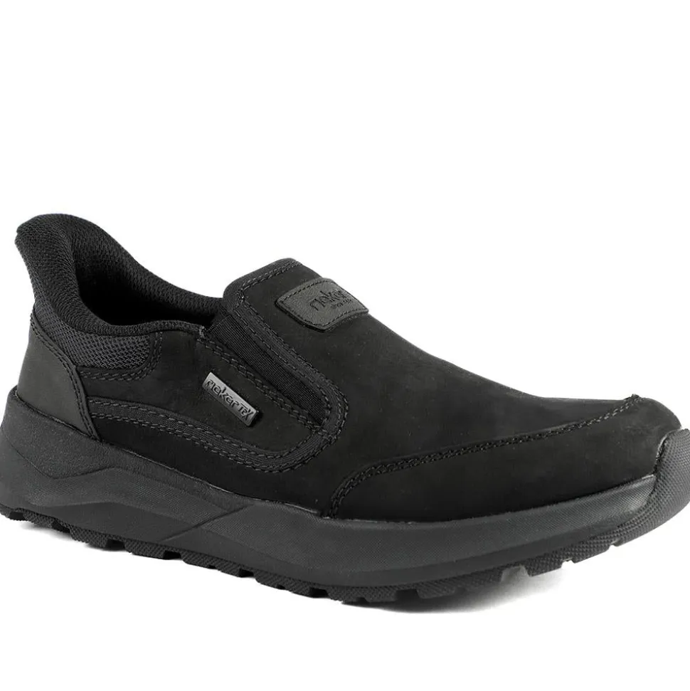 Rieker Elasticated Leather Slip On Shoes - Black