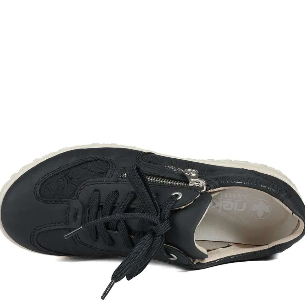 Rieker Extra Wide Lace & Zip Fasten Trainers - Navy