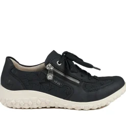 Rieker Extra Wide Lace & Zip Fasten Trainers - Navy