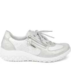 Rieker Extra Wide Lace & Zip Fasten Trainers - Silver