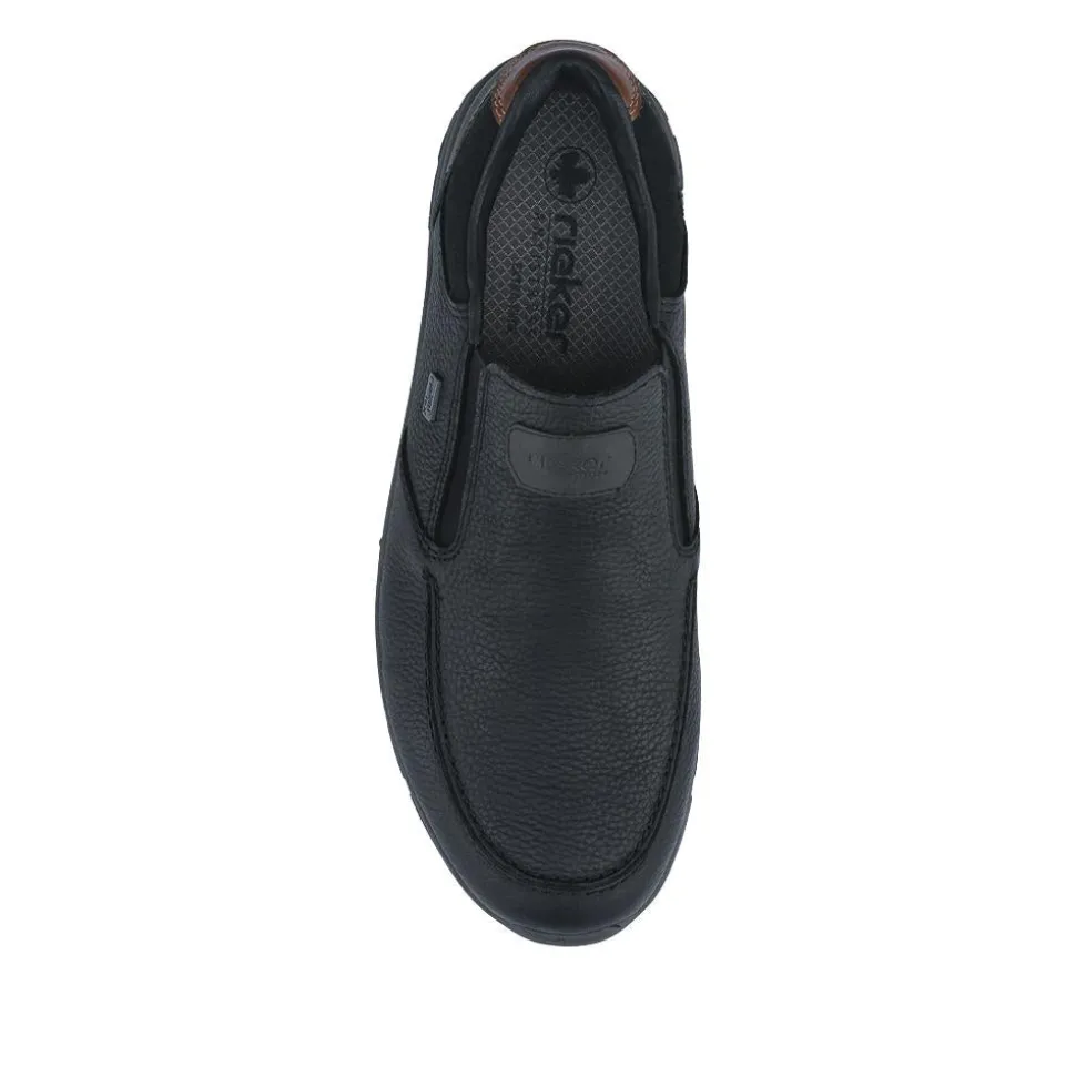 Rieker Extra-Wide Leather Slip-On Shoes - Black