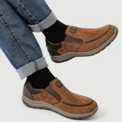 Rieker Extra-Wide Leather Slip-On Shoes - Brown