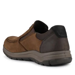 Rieker Extra-Wide Leather Slip-On Shoes - Brown