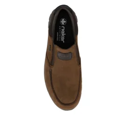 Rieker Extra-Wide Leather Slip-On Shoes - Brown