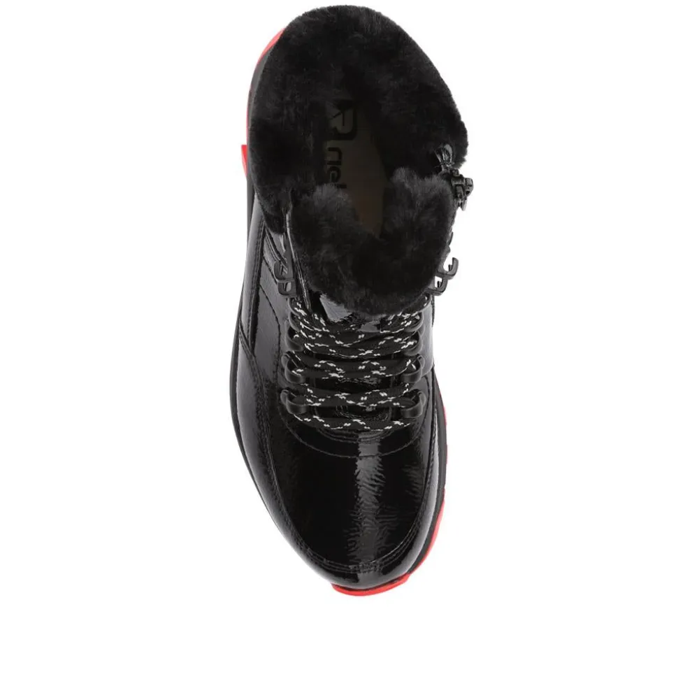 Rieker Fleece-Lined Hiker Boots - Black-Red