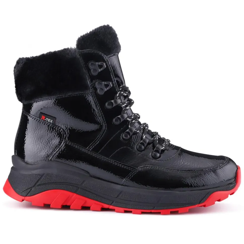 Rieker Fleece-Lined Hiker Boots - Black-Red