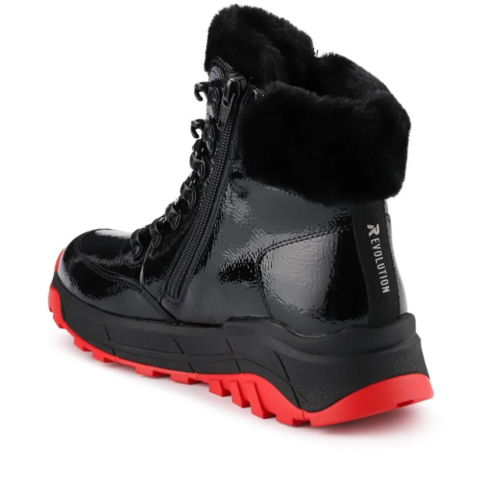 Rieker Fleece-Lined Hiker Boots - Black-Red