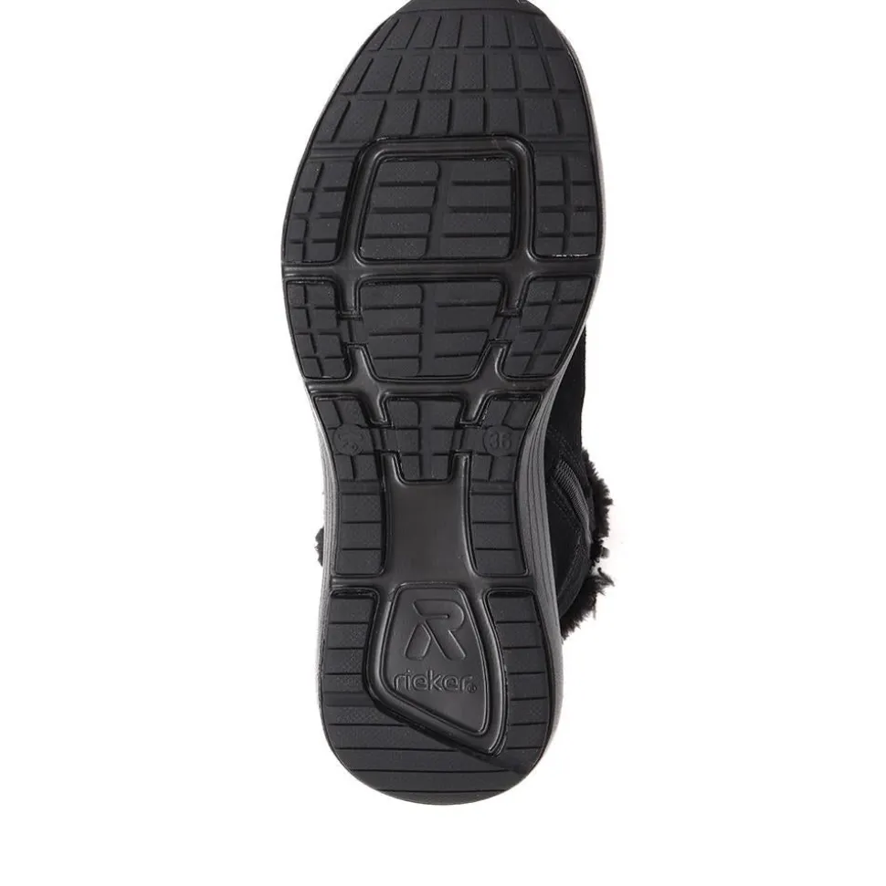 Rieker Fleece-Lined Pull-On Ankle Boots - Black