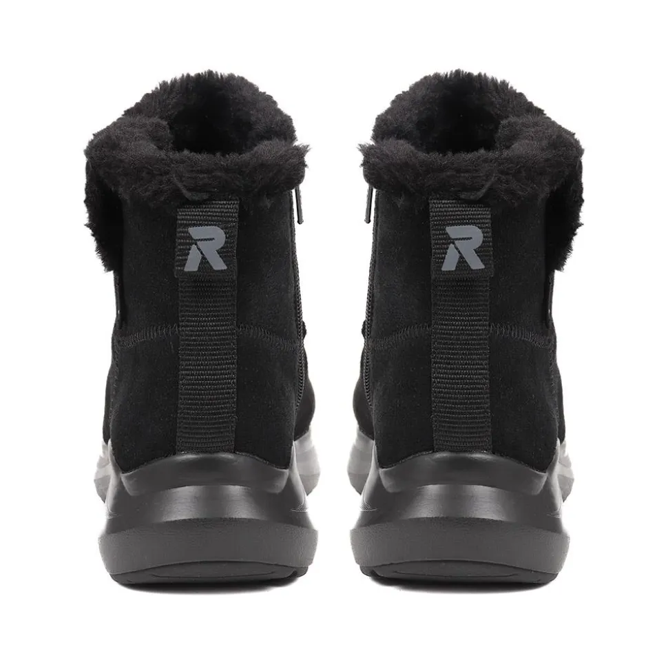 Rieker Fleece-Lined Pull-On Ankle Boots - Black