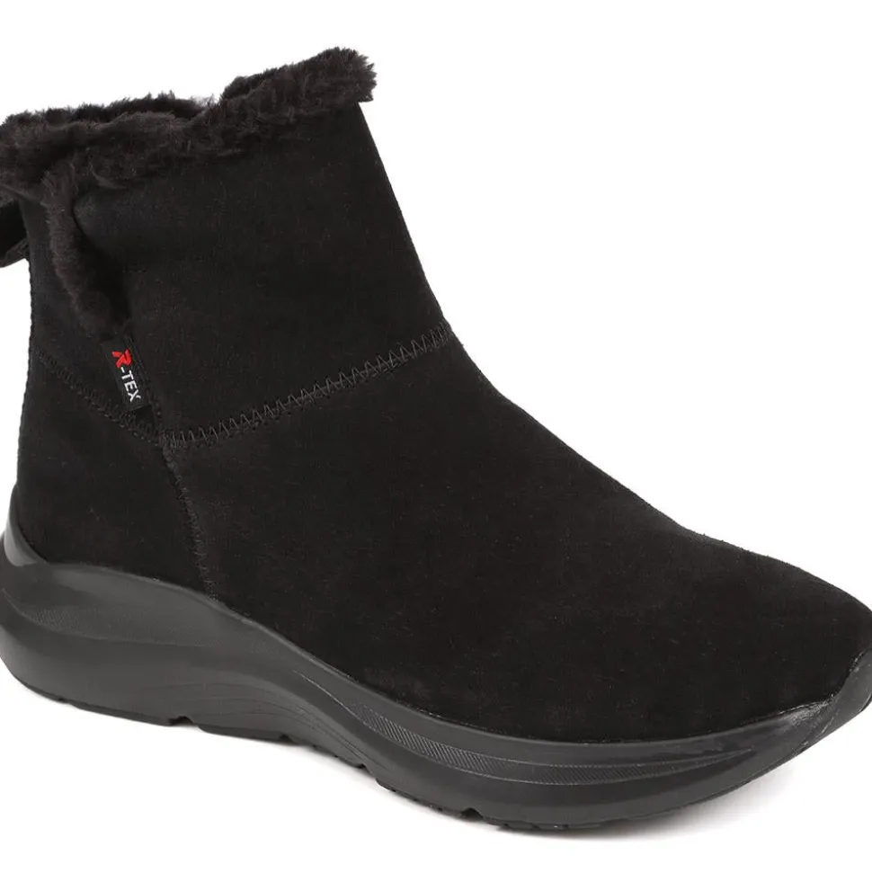 Rieker Fleece-Lined Pull-On Ankle Boots - Black