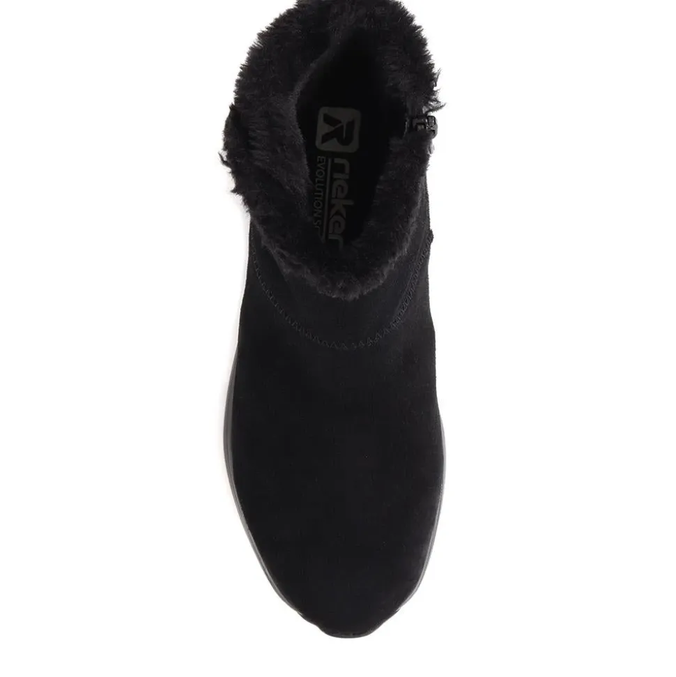 Rieker Fleece-Lined Pull-On Ankle Boots - Black