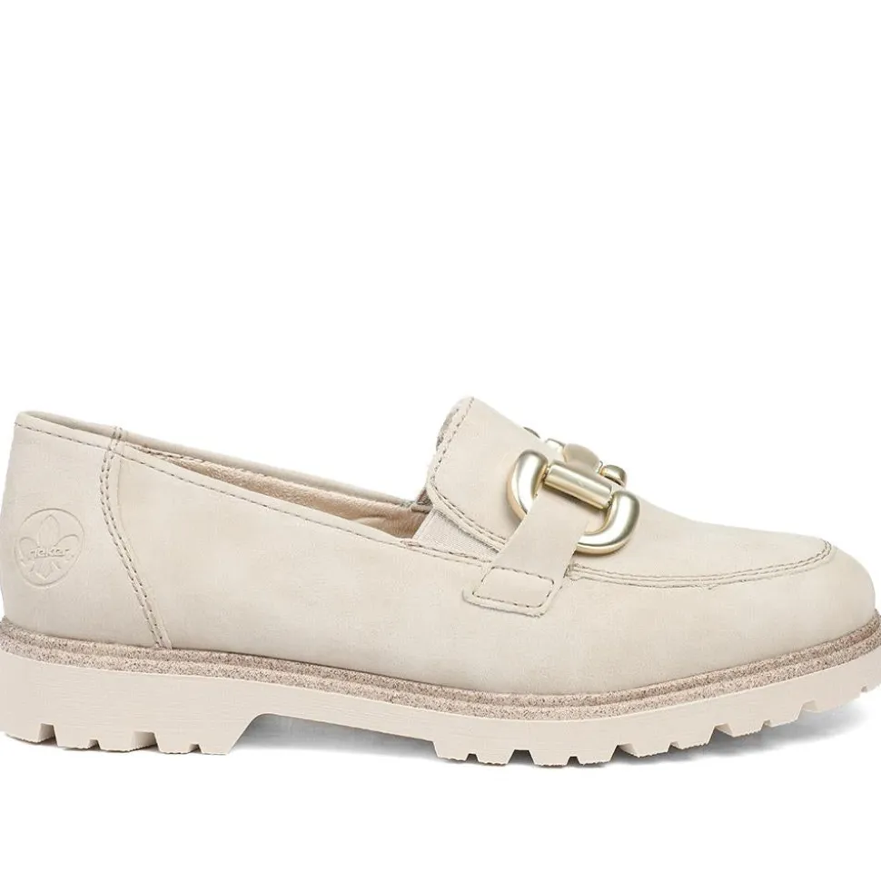Rieker Grip Sole Buckle Moccasins - Beige