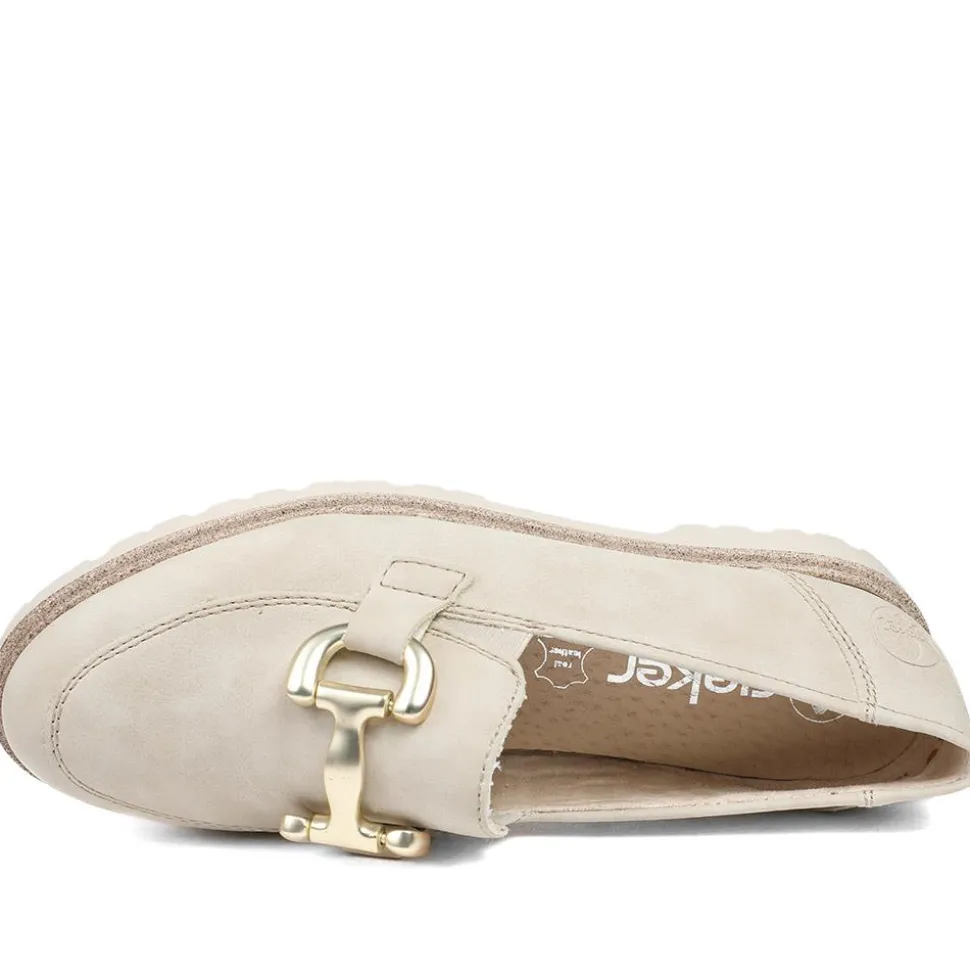 Rieker Grip Sole Buckle Moccasins - Beige