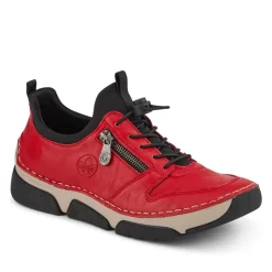 Rieker Lace-Up Trainers - Red