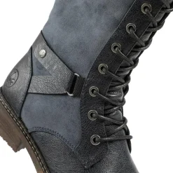 Rieker Lace & Zip Long Boots - Blue