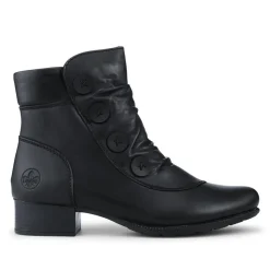 Rieker Leather Buttoned Ankle Boots - Black
