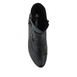 Rieker Leather Buttoned Ankle Boots - Black