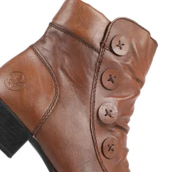 Rieker Leather Buttoned Ankle Boots - Brown