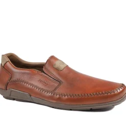 Rieker Leather Elasticated Slip On Shoes - Tan