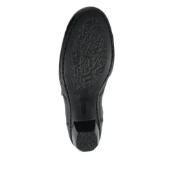 Rieker Leather Heeled Slip-On Shoes - Black