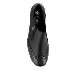 Rieker Leather Heeled Slip-On Shoes - Black
