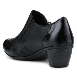 Rieker Leather Heeled Slip-On Shoes - Black