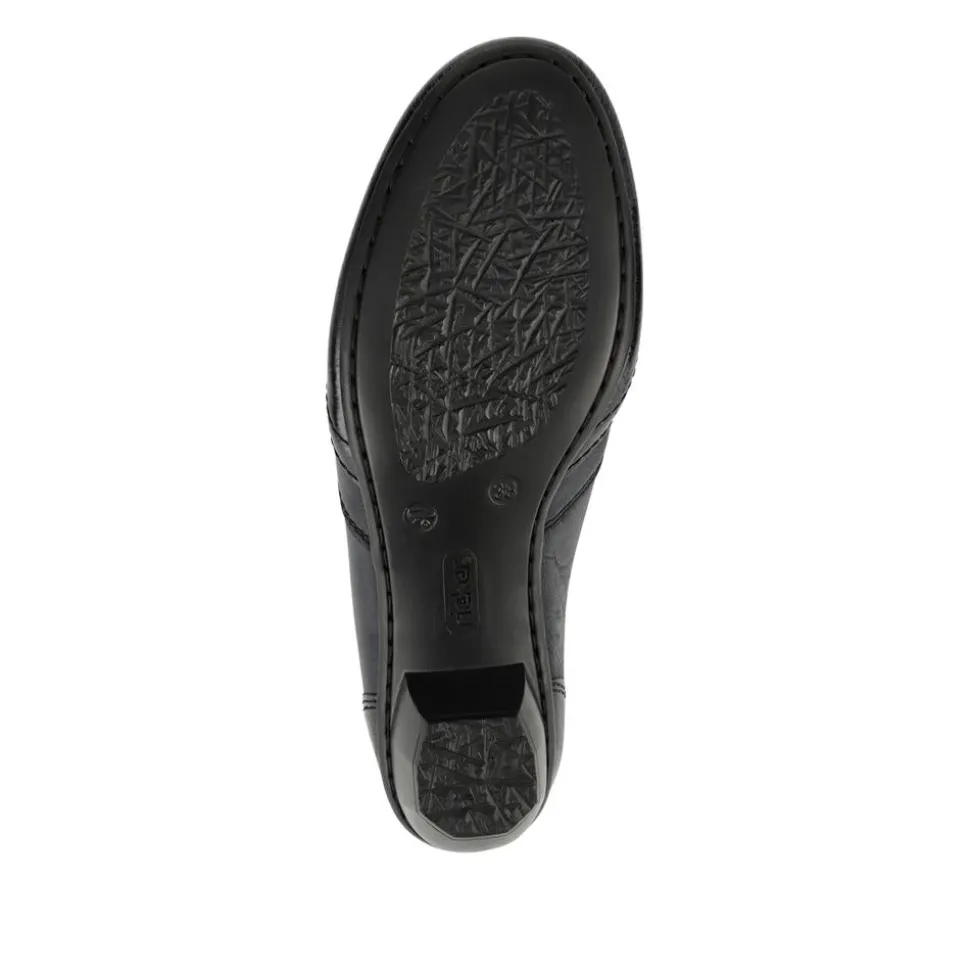 Rieker Leather Heeled Slip-On Shoes - Navy