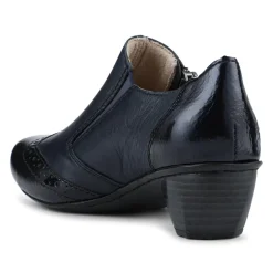 Rieker Leather Heeled Slip-On Shoes - Navy
