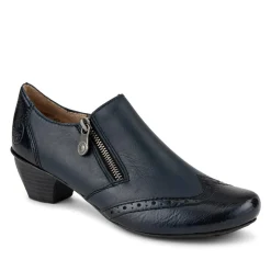 Rieker Leather Heeled Slip-On Shoes - Navy