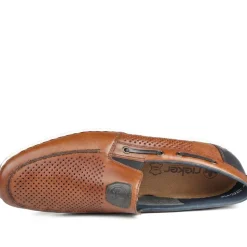 Rieker Leather Slip On Deck Shoes - Tan