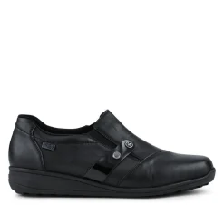 Rieker Leather Slip-On Shoes - Black