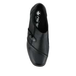 Rieker Leather Slip-On Shoes - Black