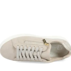 Rieker Leather Zip & Lace Platform Trainers - Grey