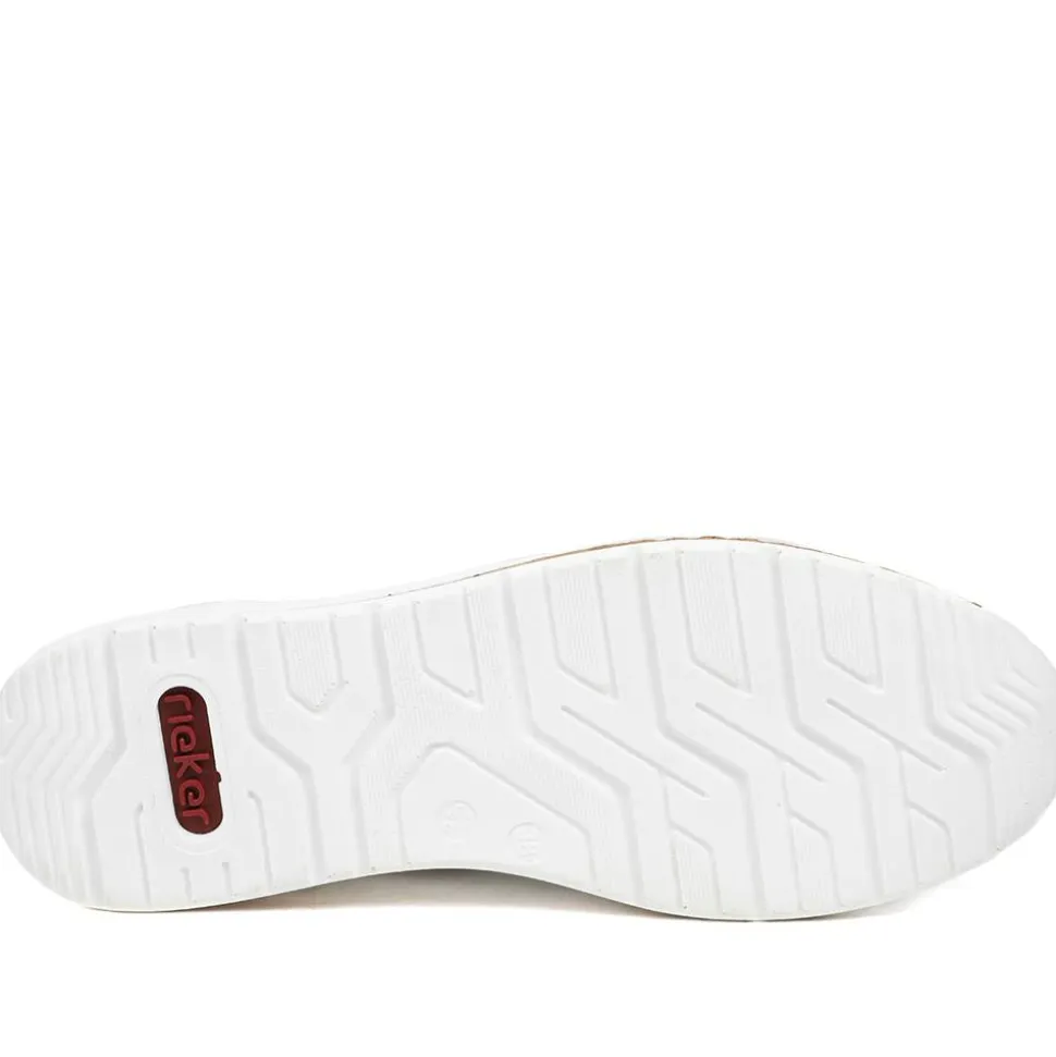 Rieker Leather Zip & Lace Trainers - White