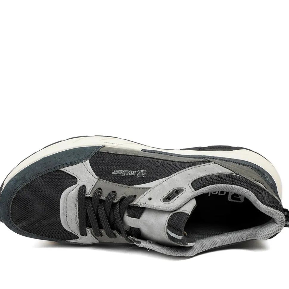 Rieker Low Top Lace Up Trainers - Black-Grey