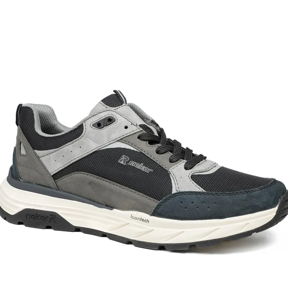 Rieker Low Top Lace Up Trainers - Black-Grey