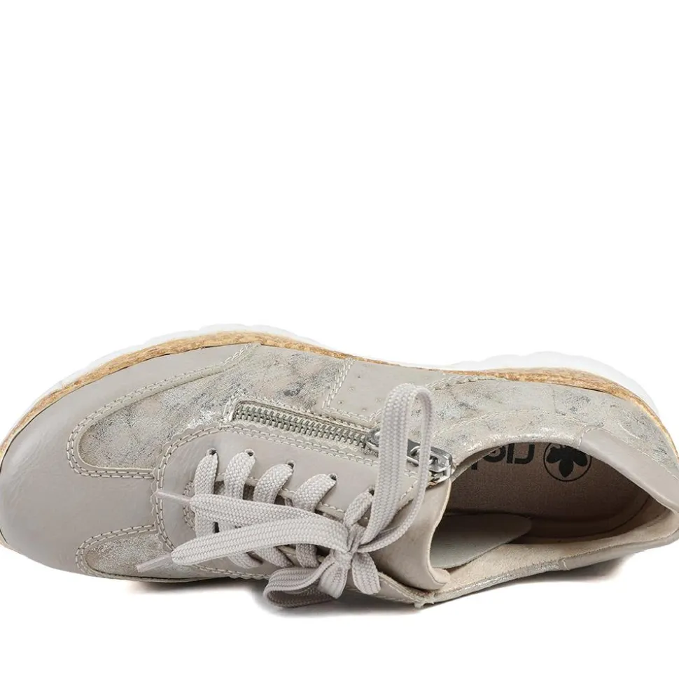 Rieker Memory Foam Zip & Lace Shoes - Beige