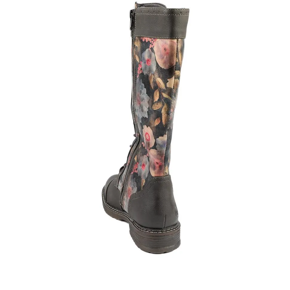 Rieker Multi Zip Calf Length Boots - Black