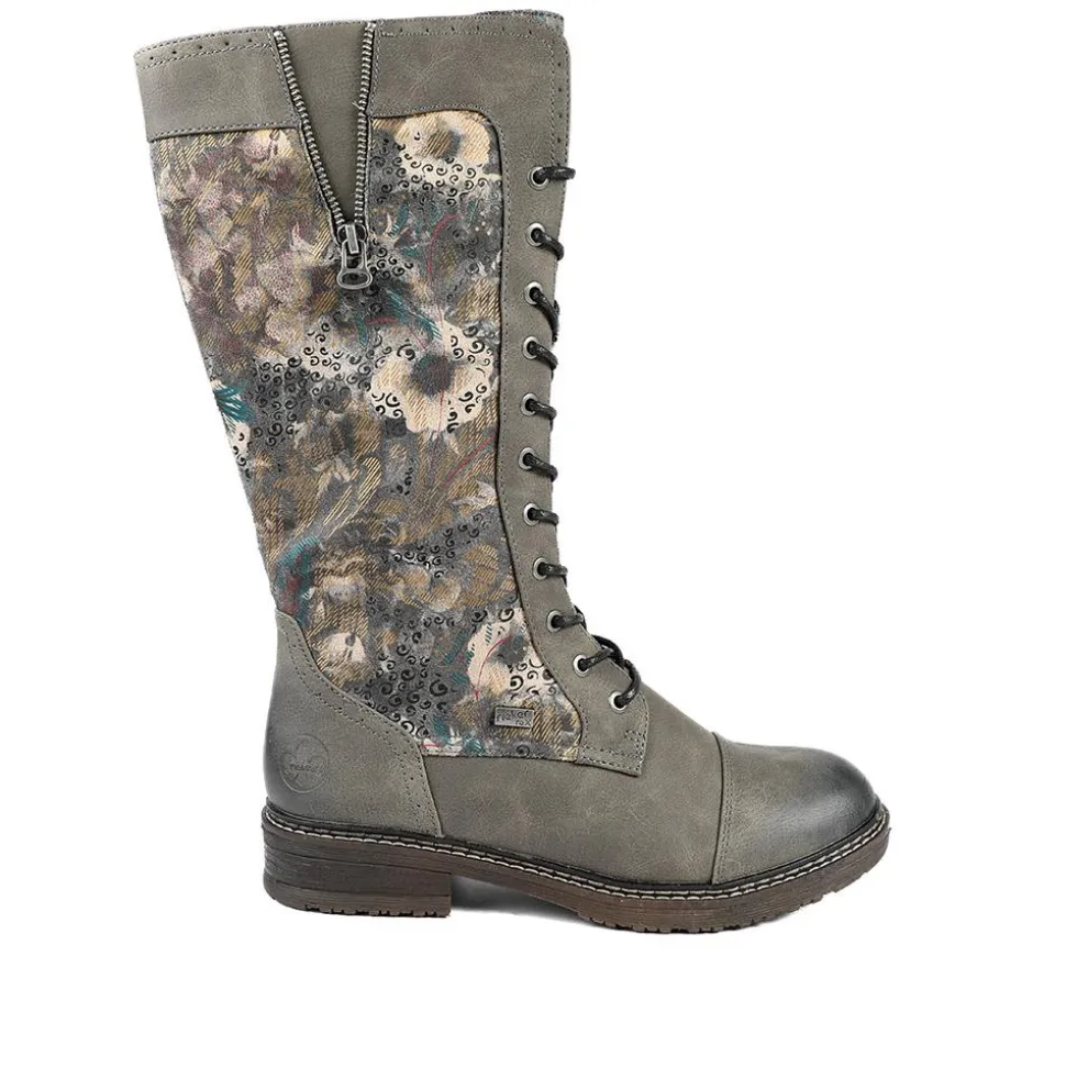 Rieker Multi Zip Calf Length Boots - Grey