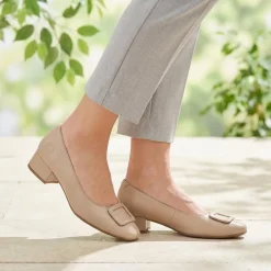 Rieker Smart Premium Leather Court Shoes - Beige