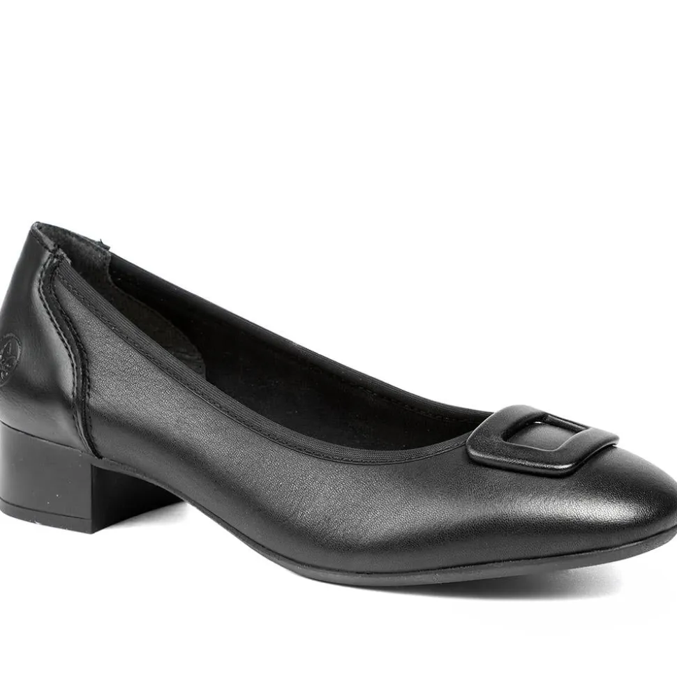 Rieker Smart Premium Leather Court Shoes - Black