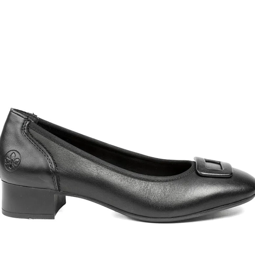 Rieker Smart Premium Leather Court Shoes - Black