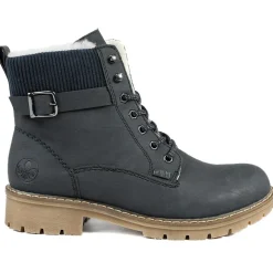 Rieker Soft Cuff Zip Up Boots - Navy