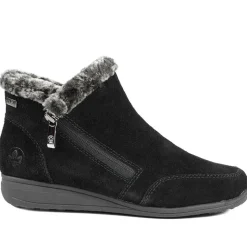 Rieker Soft Lined Zipped Ankle Boots - Black